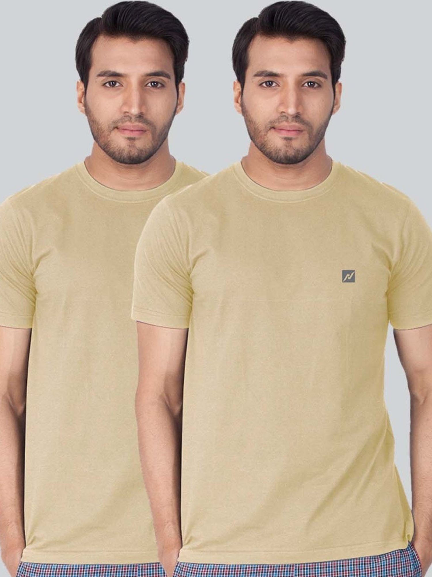 Lux Nitro Beige Regular Fit T-Shirt Pack of - 2