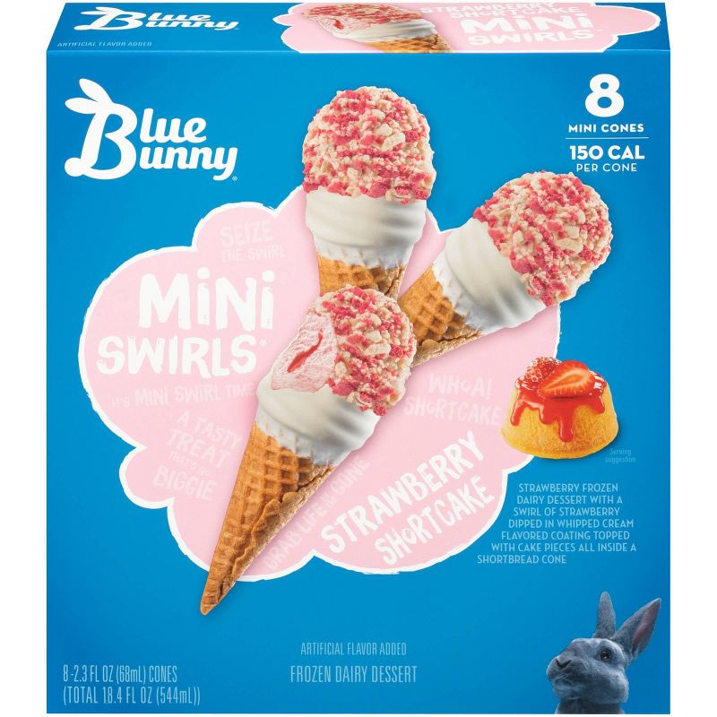 Blue Bunny Strawberry Shortcake Mini Swirls - 18.4oz/8ct