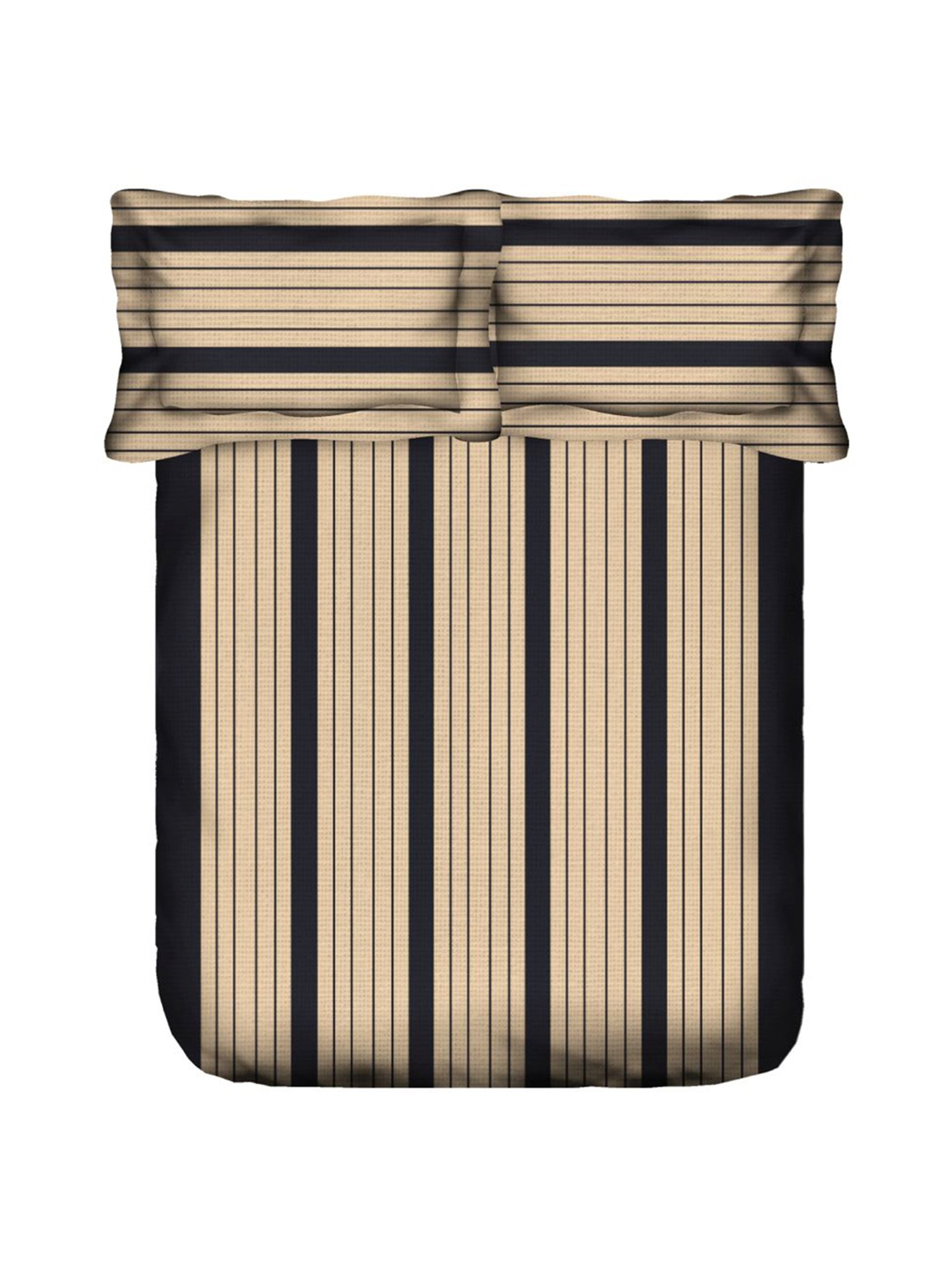 Swayam Magical Linea Stripes Black & White 180 TC Cotton King Bedsheet with 2 Pillow Covers