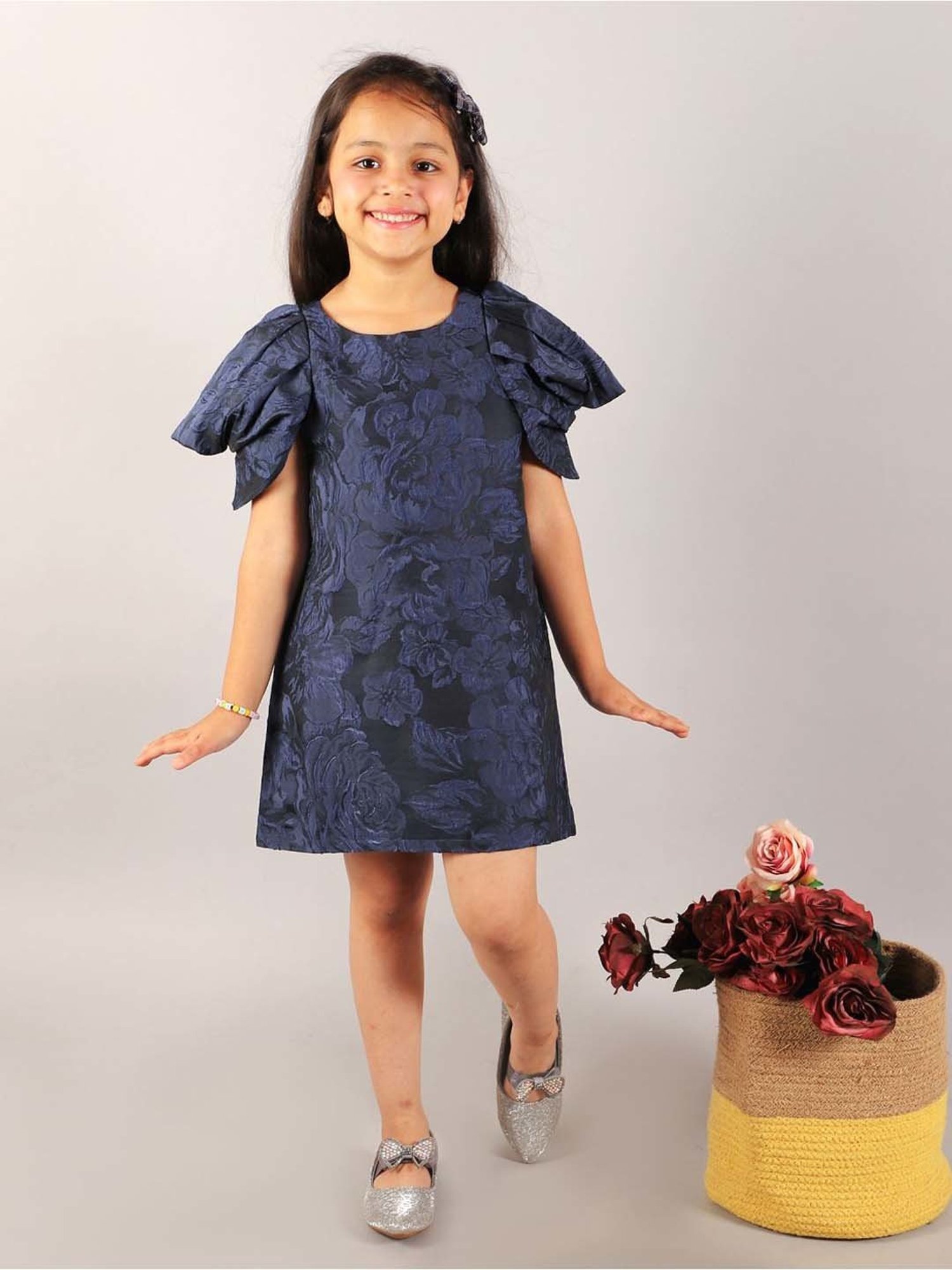 KidsDew Navy Embroidered Dress