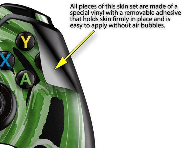 Alecias Swirl 02 Green - Holiday Bundle Decal Style Skin Set fits XBOX One Console, Kinect and 2 Controllers (XBOX SYSTEM SOLD SEPARATELY)