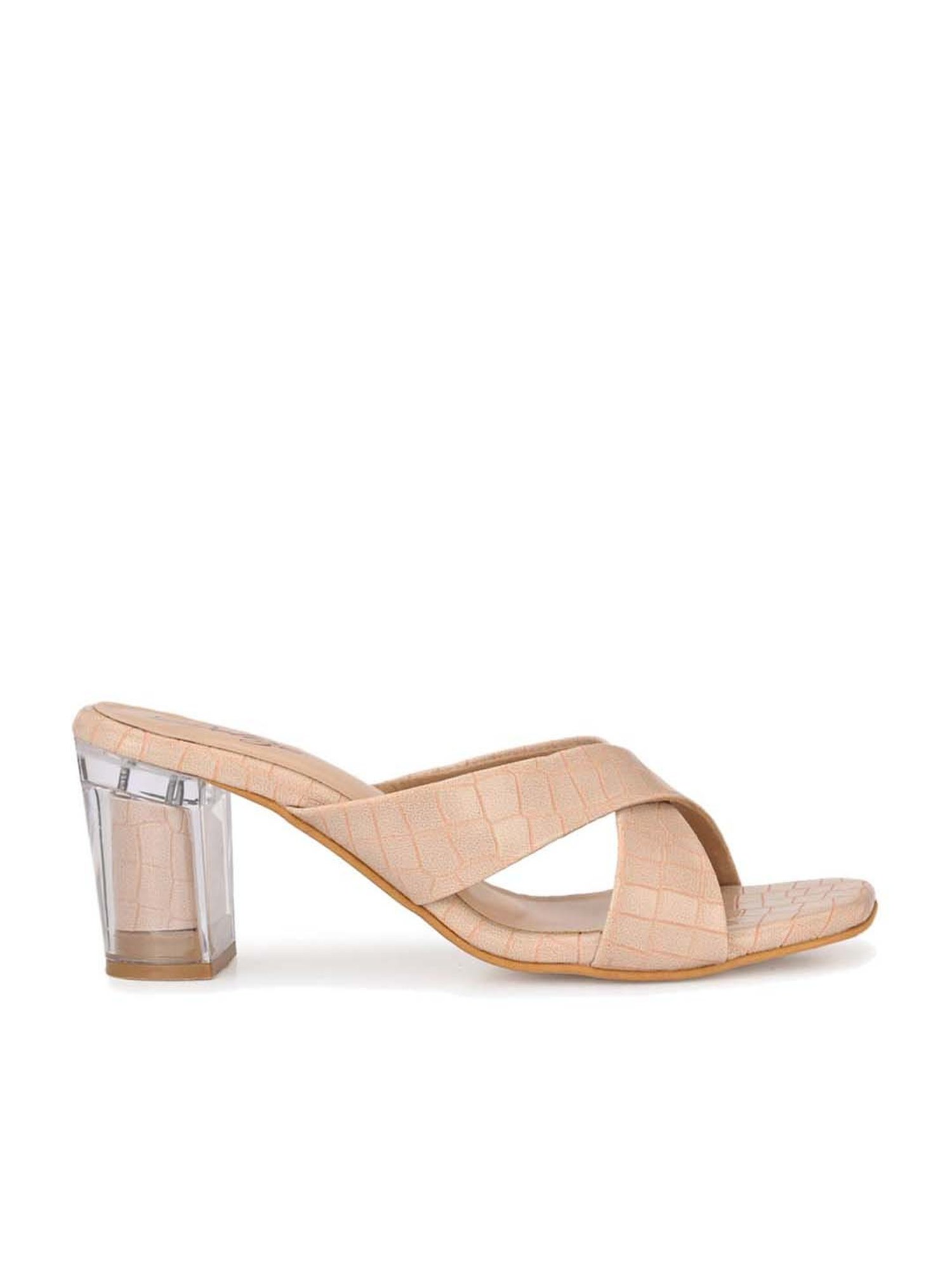 Delize Women's Beige Cross Strap Sandals