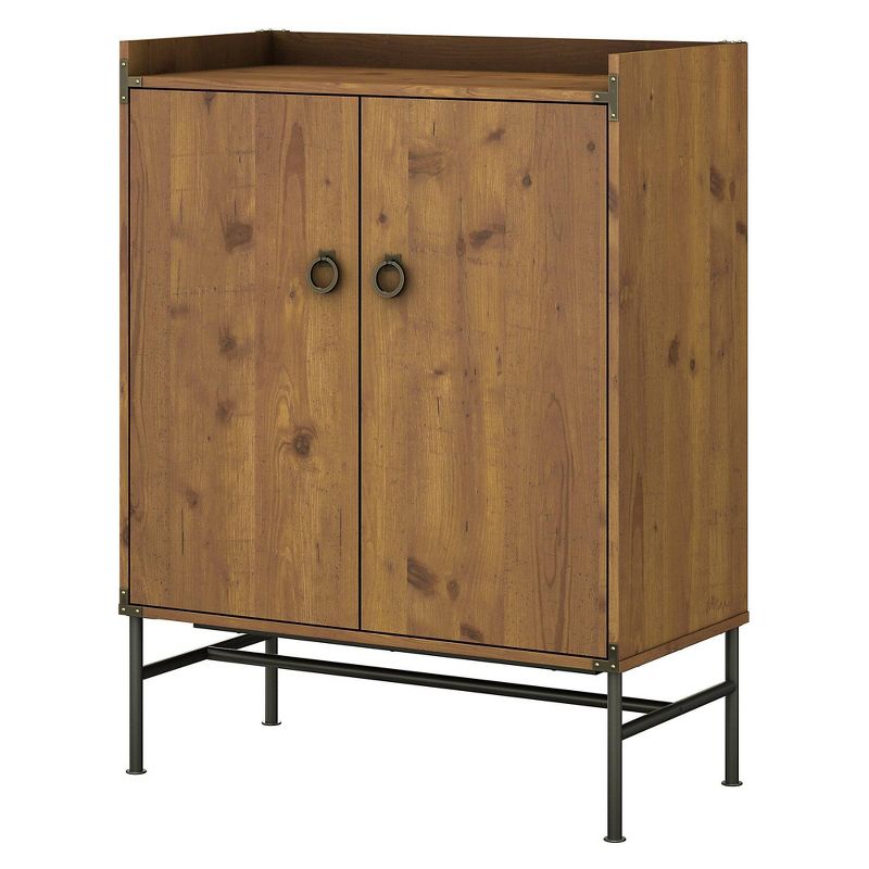 Ironworks Storage Cabinet with Doors Vintage Golden Pine - Kathy Ireland Home
