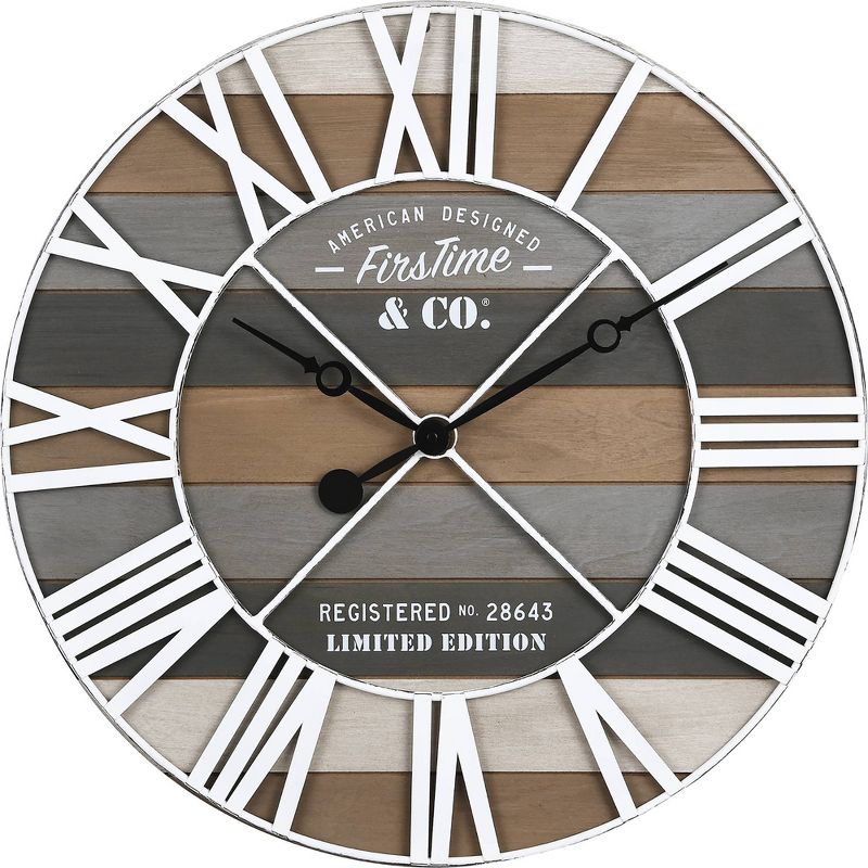 Maritime Farmhouse Planks Clock Gray - FirsTime