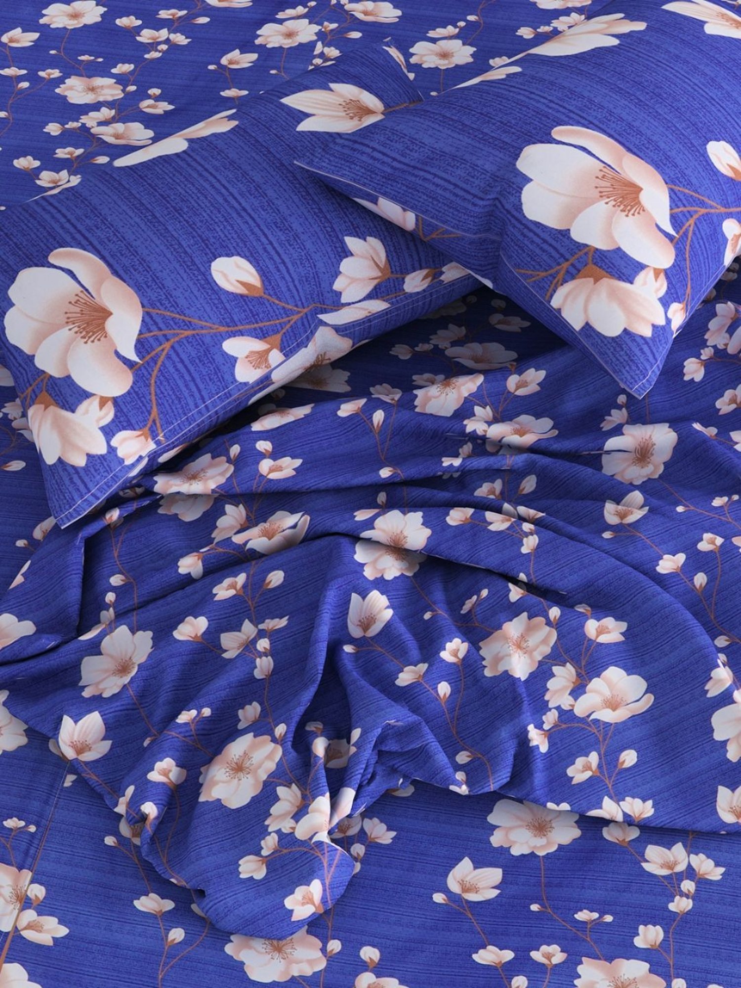 Romee Geometric Brown 144 TC Cotton Queen Sized Bed Sheet with 2 Pillow Covers