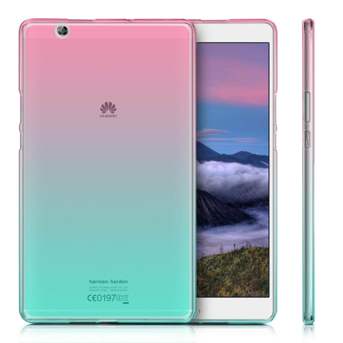 kwmobile TPU Silicone Case for Huawei MediaPad M3 8.4 - Soft Flexible Shock Absorbent Protective Cover - Dark Pink Blue Transparent