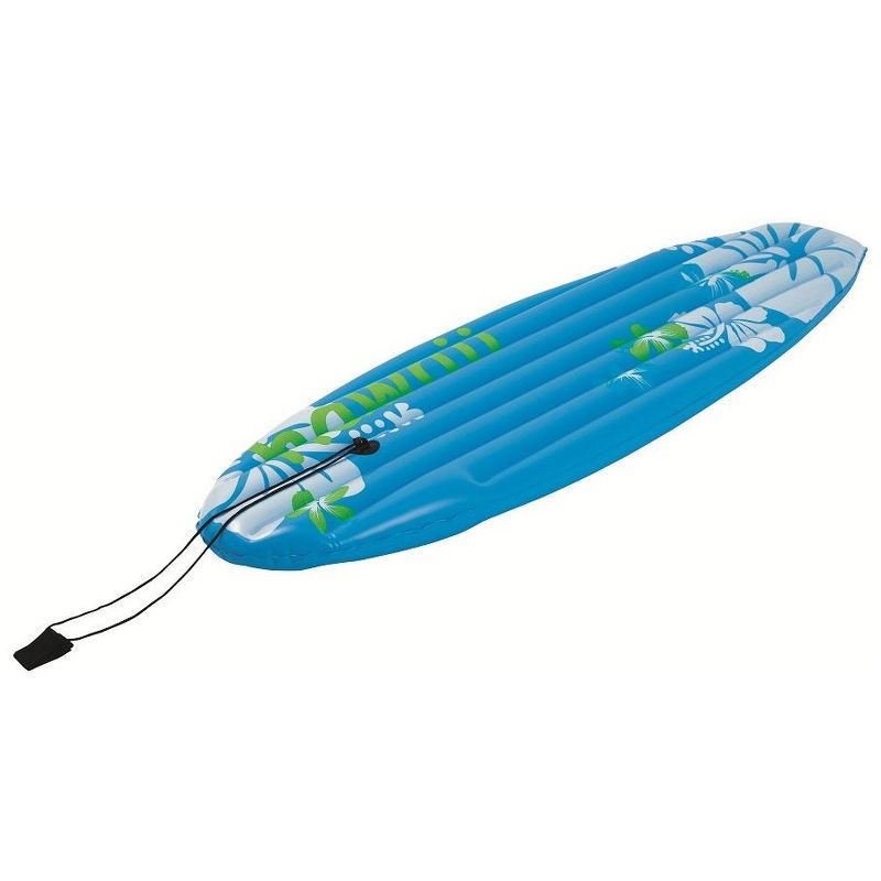 Pool Central 59" Tropical Surfboard-Inspired Inflatable 1-Person Swimming Pool Float - Blue/White