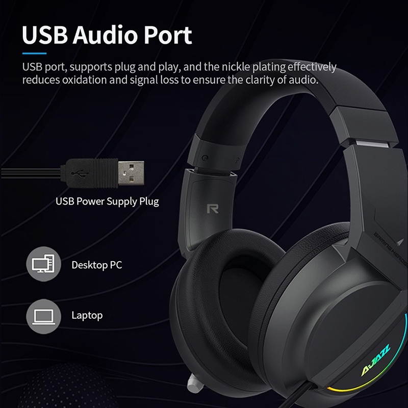 Ajazz AX365 Stereo Surround 7.1 Channel Listening Positioning USB Wire Control Switch Internet Cafe Gaming Headset, Cable Length: 2.1m