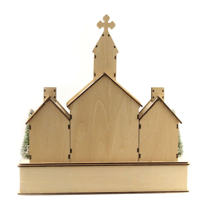 Christmas 12.25" Peace Frosted Church Lit Deer Trees  -  Decorative Figurines