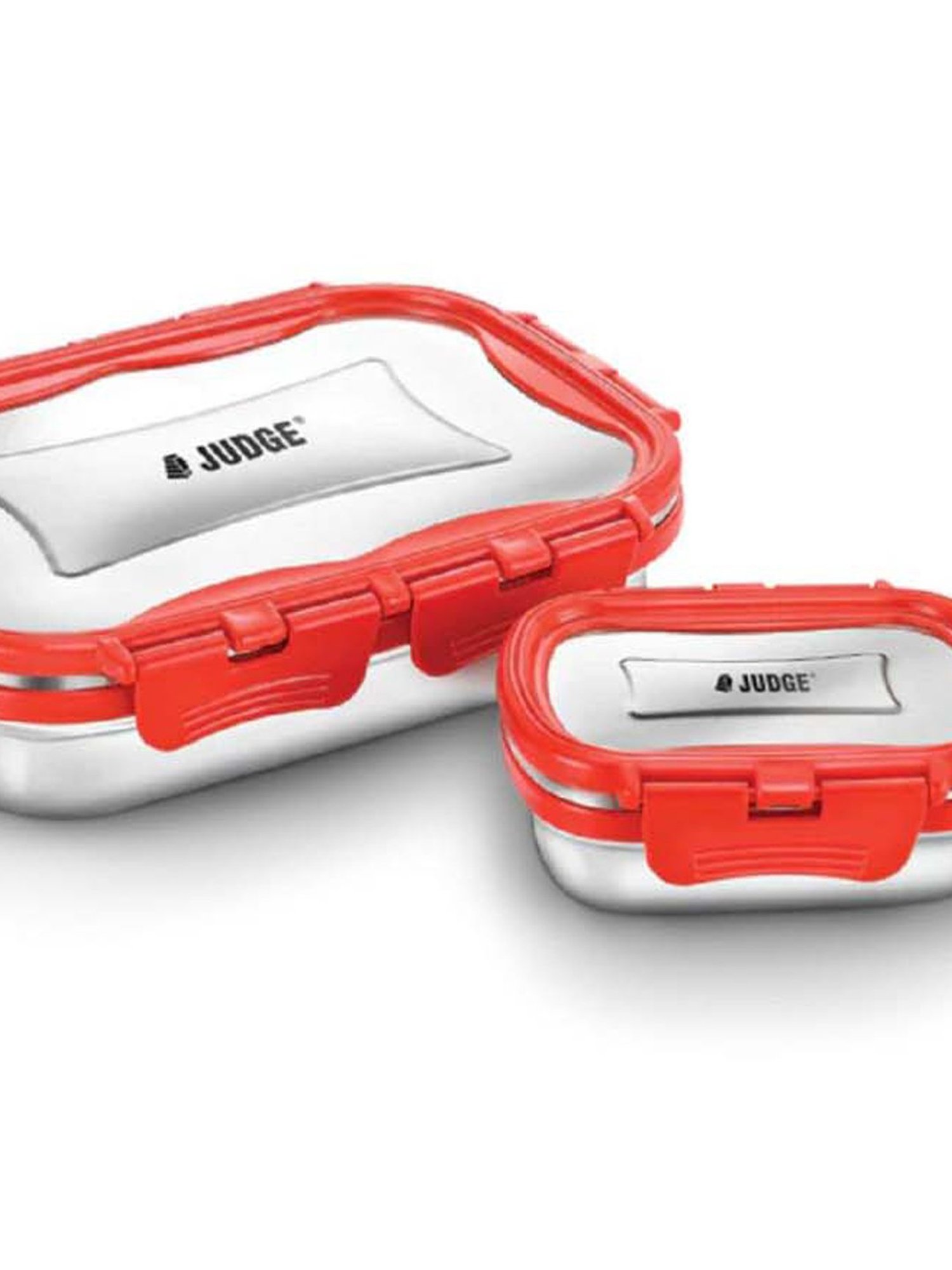 JUDGE Silver & Red Stainless Steel Lunch Box Set