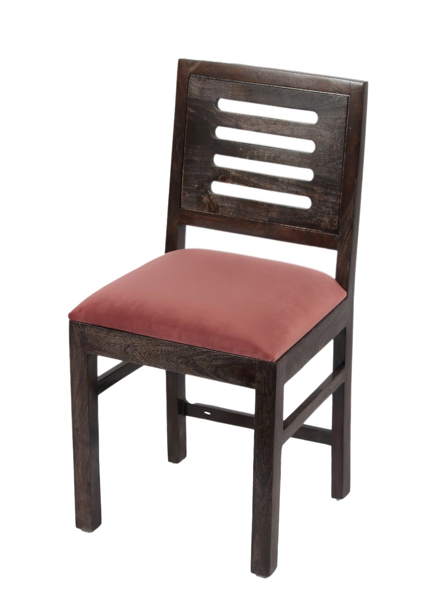 Ikiriya Rosslyn Solid Dark Brown & Pink Wood Dining Chair Mahogany Finish - Set of 2