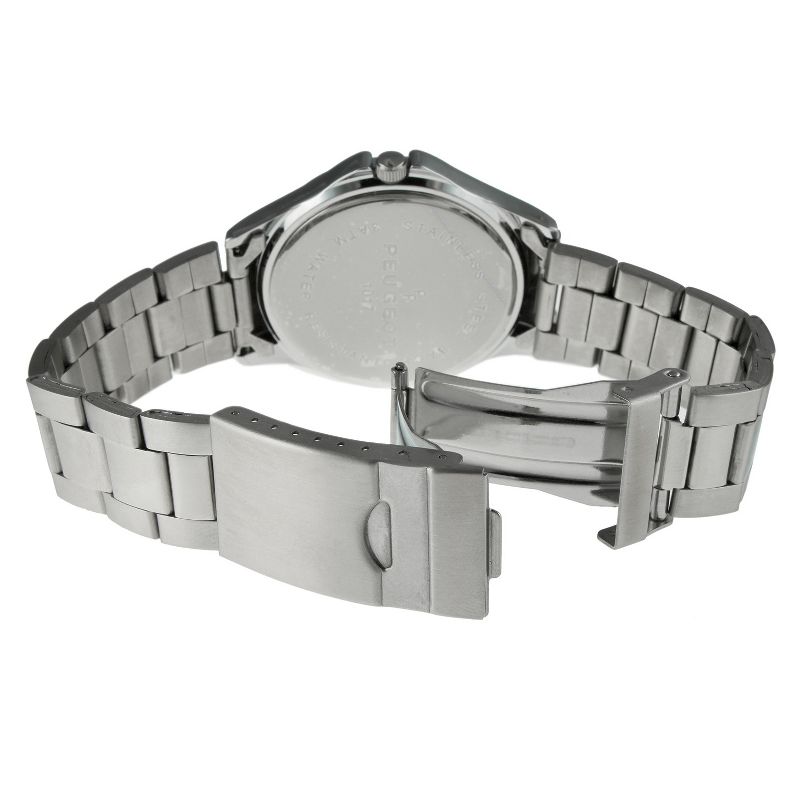 Men's Peugeot Round Easy Read Sport Metal Bracelet Watch - Silver