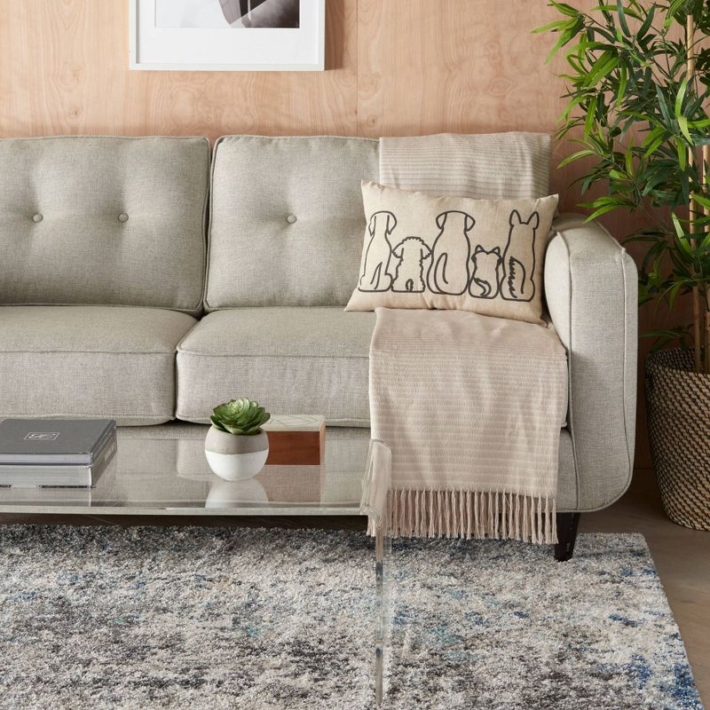 14"x20" Oversize Dog Silhouettes Lumbar Throw Pillow Natural - Kathy Ireland Home