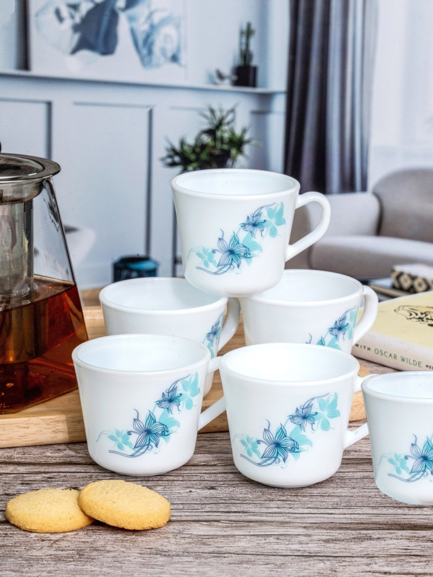 Cello White Opalware Tea & Coffee Mug - Set of 6