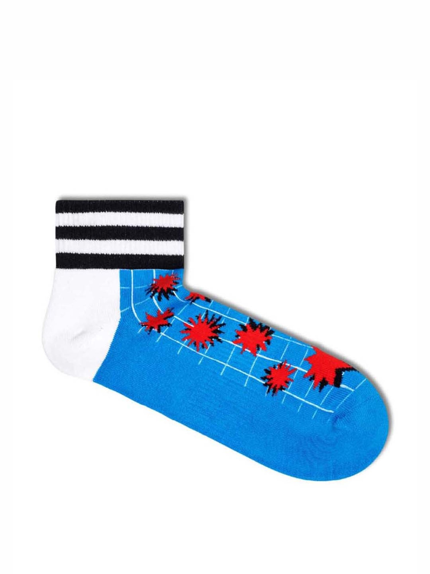 Happy Socks Explosion 1/4 Crew Blue Cotton Printed Socks (41-46)
