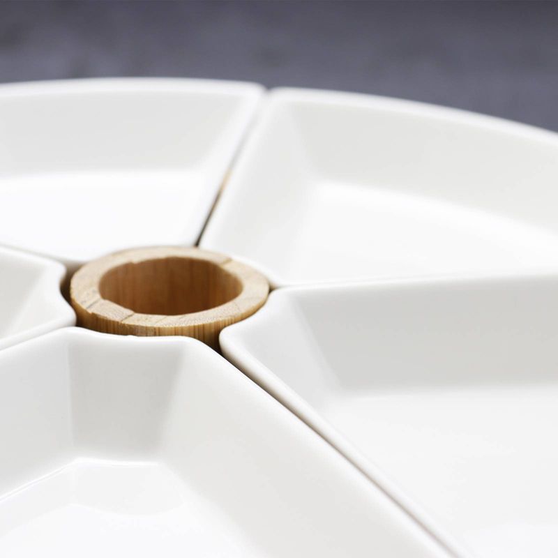 7pc Stoneware Beautiful Sectional Party Serving Set White - Elama