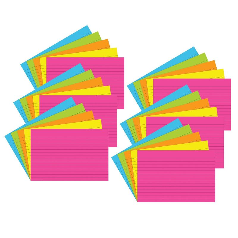 6pk 75 per pack 4" x 6" Lined Index Cards Brite Assorted Colors - Top Notch Teacher Products