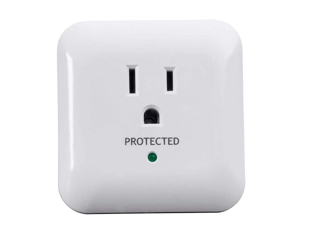 Monoprice 1 Outlet Surge Protector with End of Service Alarm, 900 Joules, White