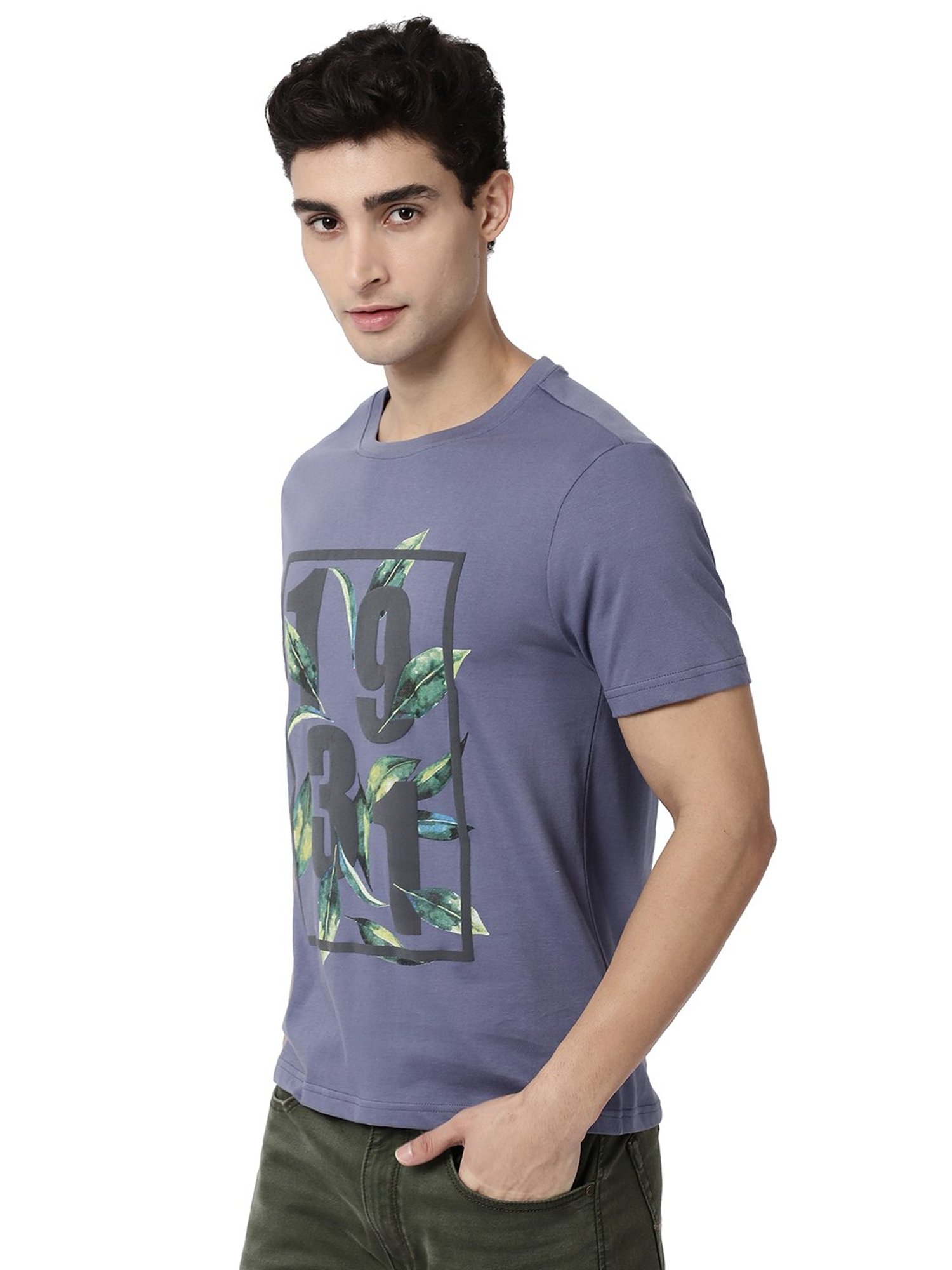 AD by Arvind Blue Crew T-Shirt