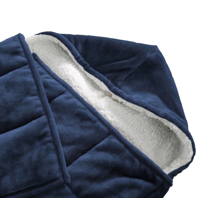 10lbs Hooded Reversible Weighted Throw Blanket Navy - Pur Serenity