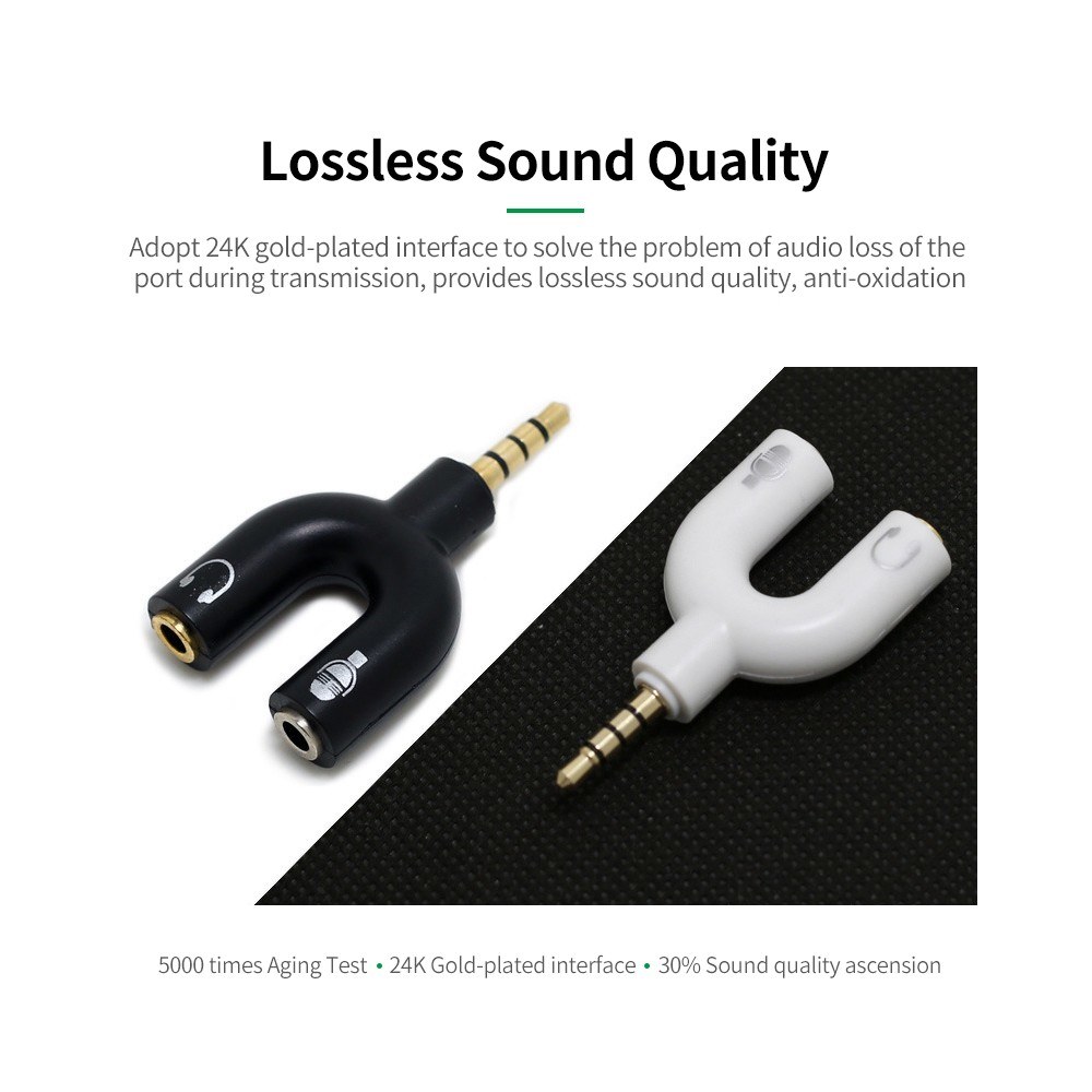 3.5mm Audio Adapter U-type Audio Converter Earphone Connector Headset Microphone Adapter for Mobile Phone PC Laptop