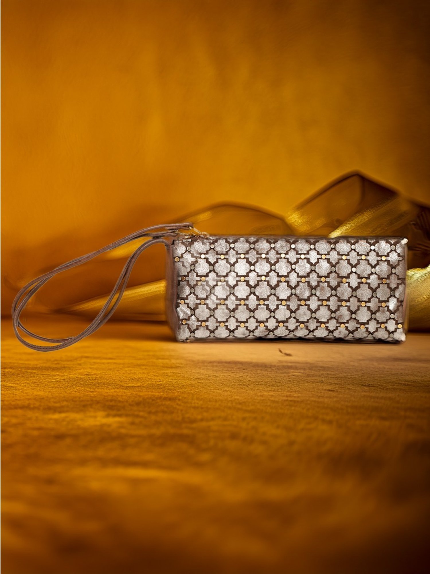 Art N Vintage Luminosa Brown Leather Embellished Small Handbag