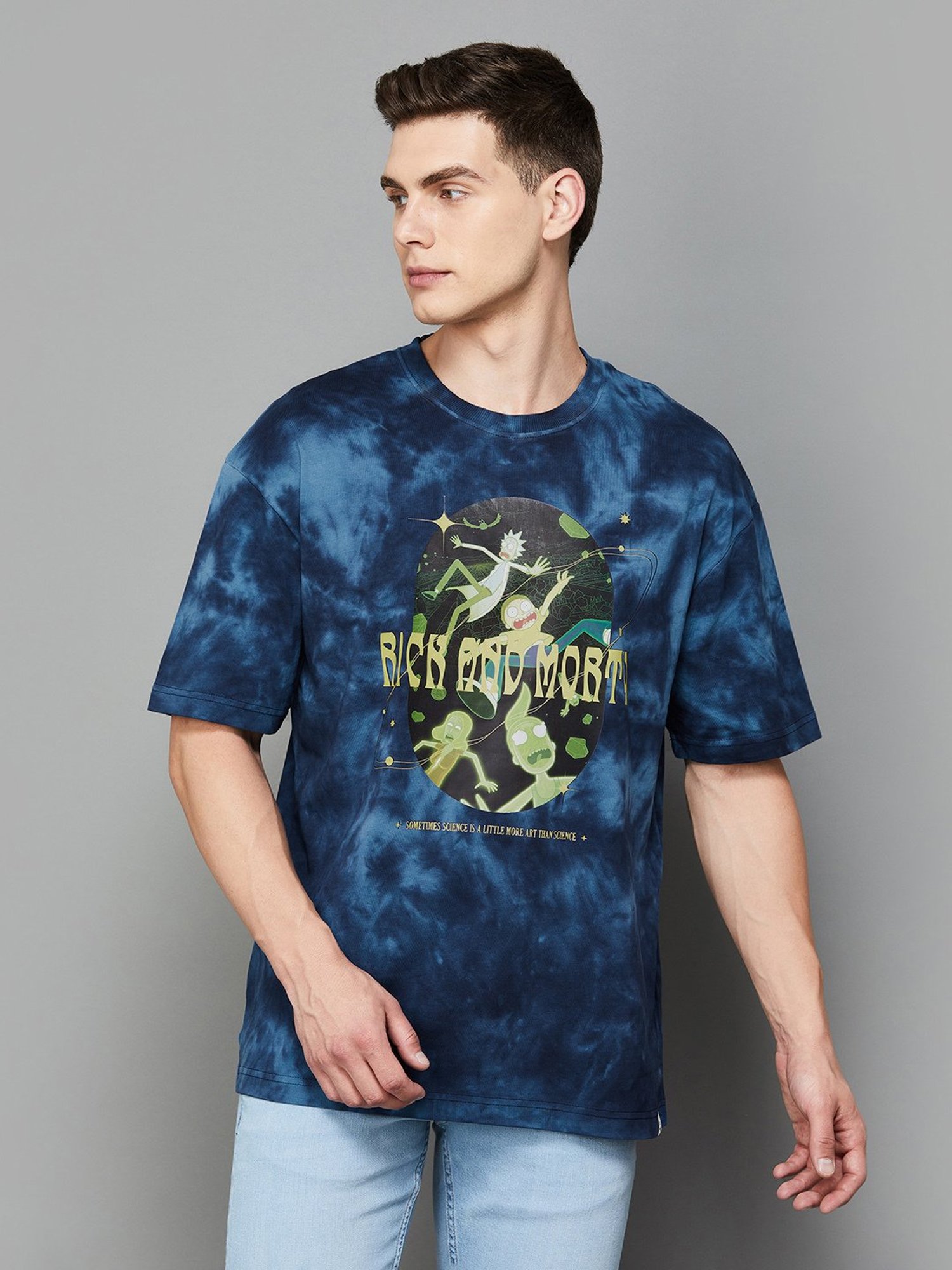 Forca by Lifestyle Navy Regular Fit Graphic Print Crew T-Shirt