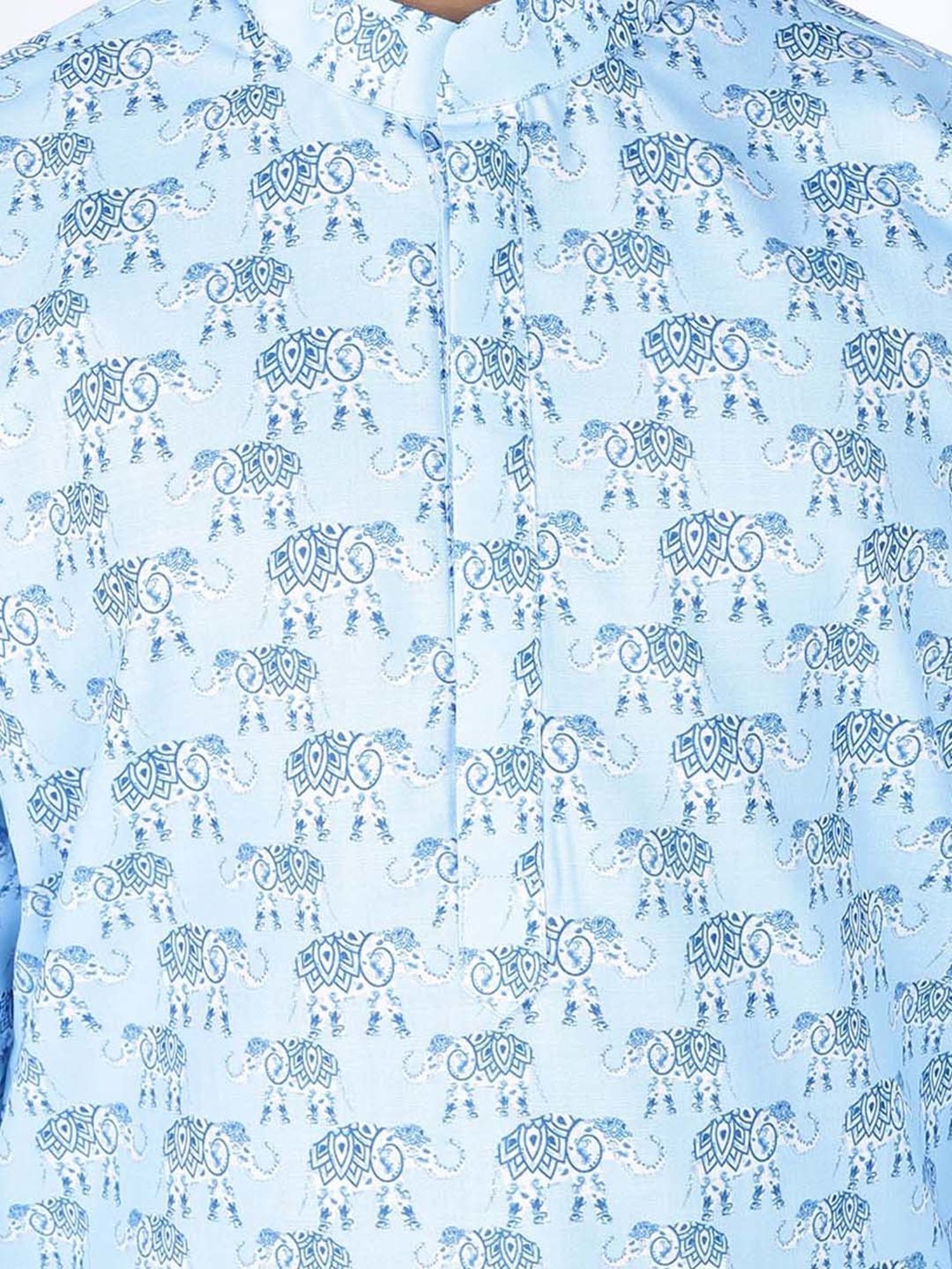 TABARD Kids Blue & Beige Cotton Printed Kurta Set