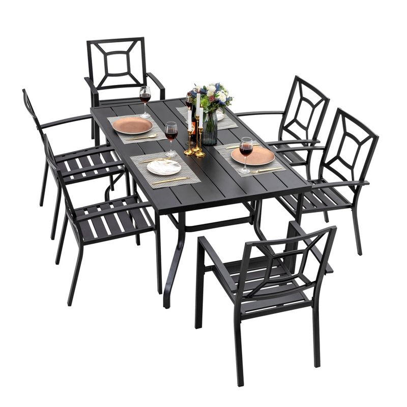 7pc Dining Set - Black - NUU GARDEN