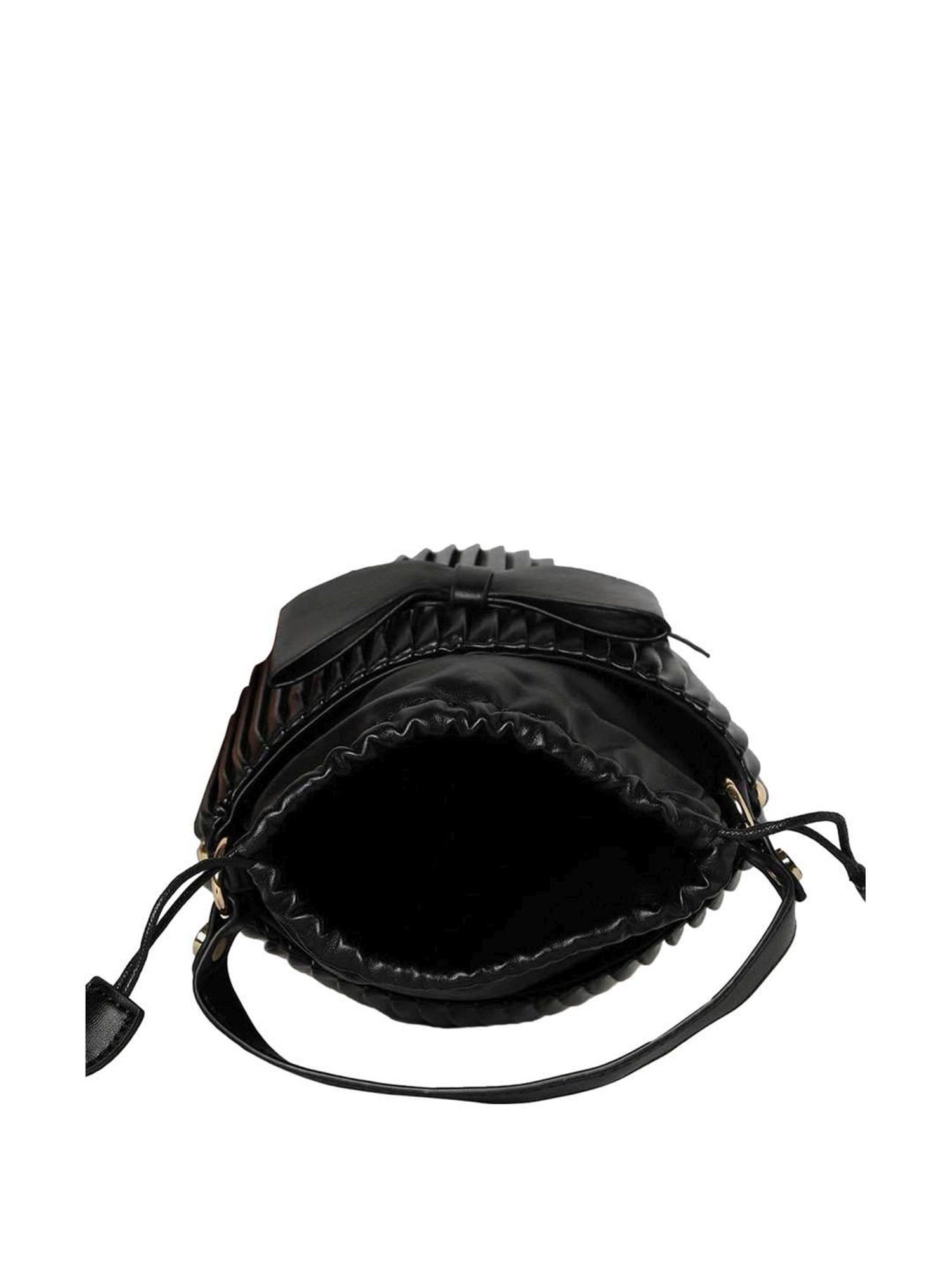 HauteSauce Black Textured Small Bucket Bag