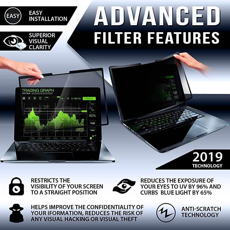 Inch 169 Aspect Ratio Removable Laptop Privacy Screen Filter for Widescreen Laptop Monitors Easy Onof Anti Scratch Protector