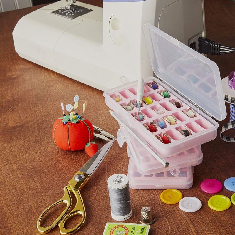 Bright Creations 3 Pack Bobbins Organizer with EVA Cushion for Sewing, 30 Grids (7.15 x 3.5 x 1.15 in)