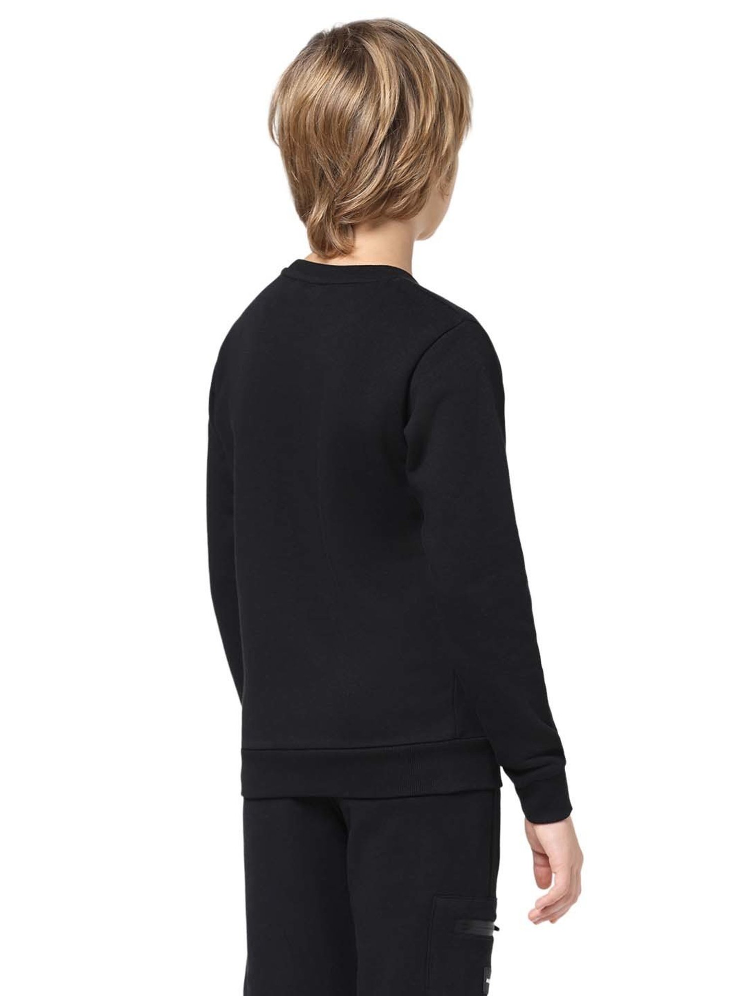 Jack & Jones Junior Jet Black Printed Full Sleeves Sweatshirt