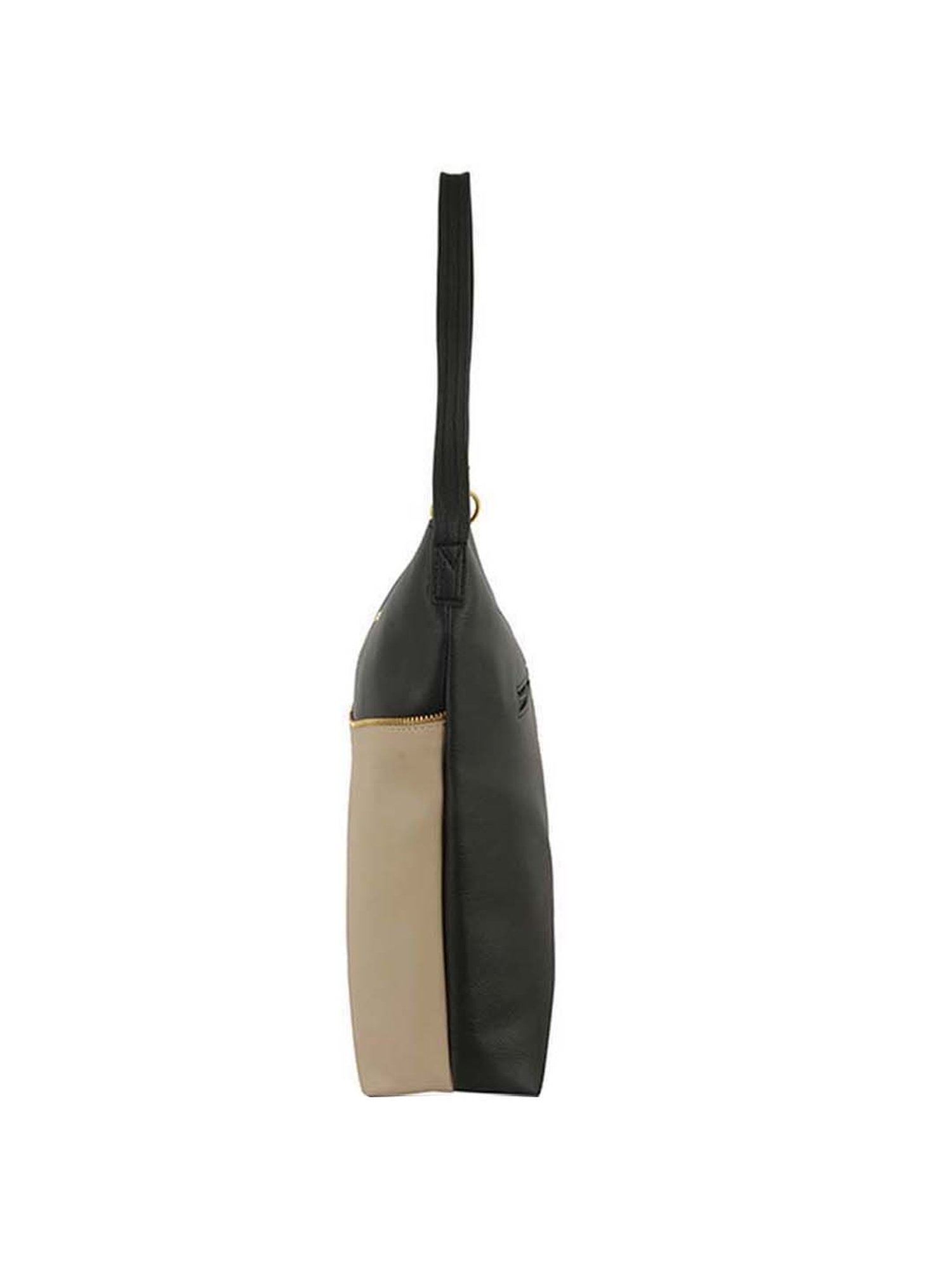 Baggit Black & Beige Solid Medium Hobo Handbag