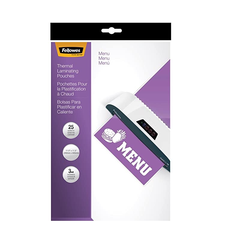 Laminating Pouches Thermal Menu Size 175 x 115 Inches 3 Mil 25 Pack 52011clear