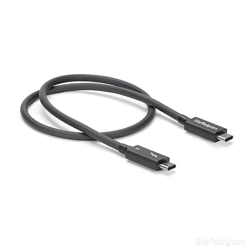 com 40Gbps Thunderbolt 3 Cable - 1.6ft/0.5m - Black - 5k 60Hz/4k 60Hz - Certified TB3 USB-C Charger Cord w/ 100W Power Delivery (TBLT34MM50CM)
