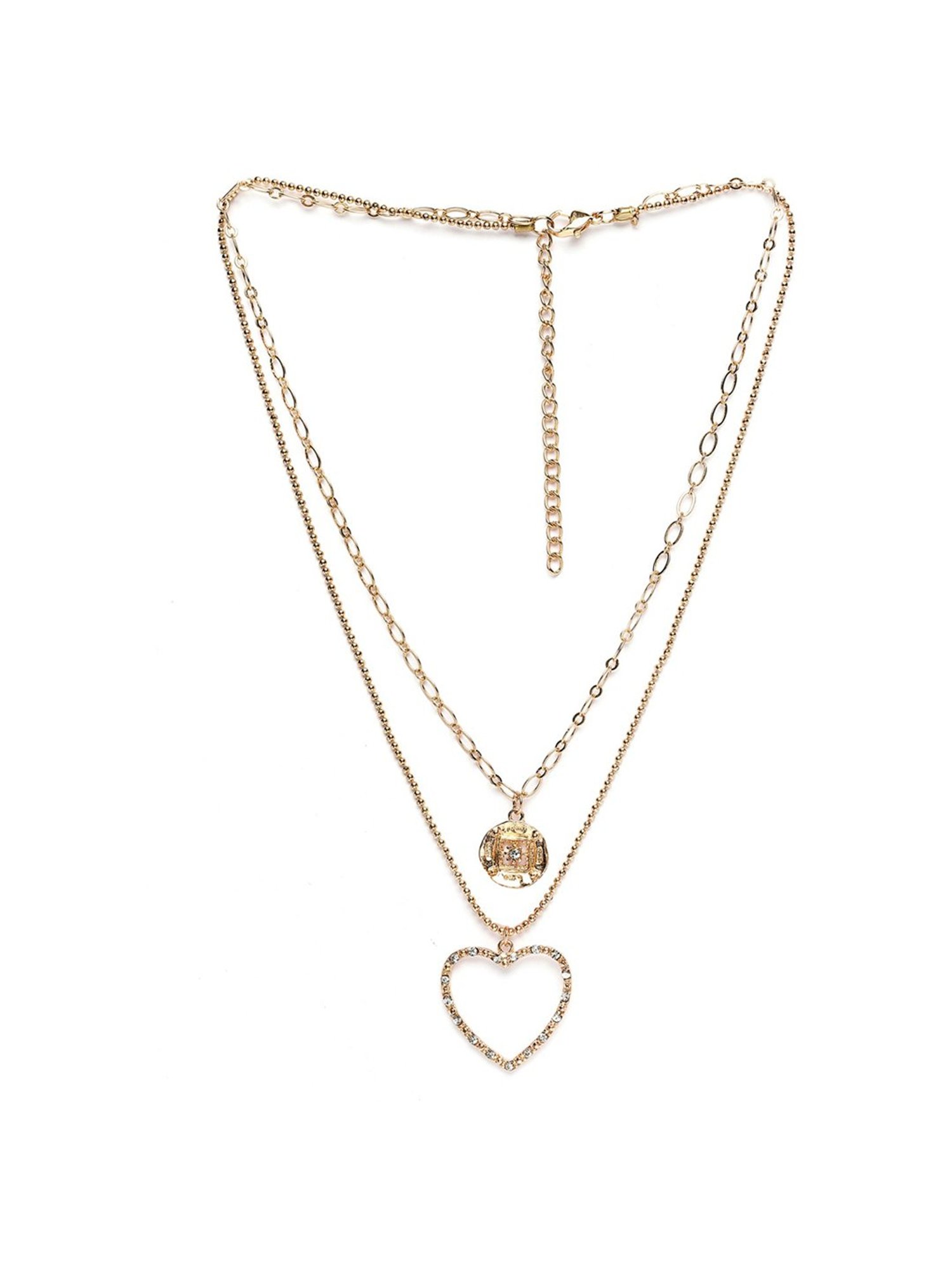 Karatcart Golden Sea Shell and Textured Disk Multicharm Multilayered Chain Women