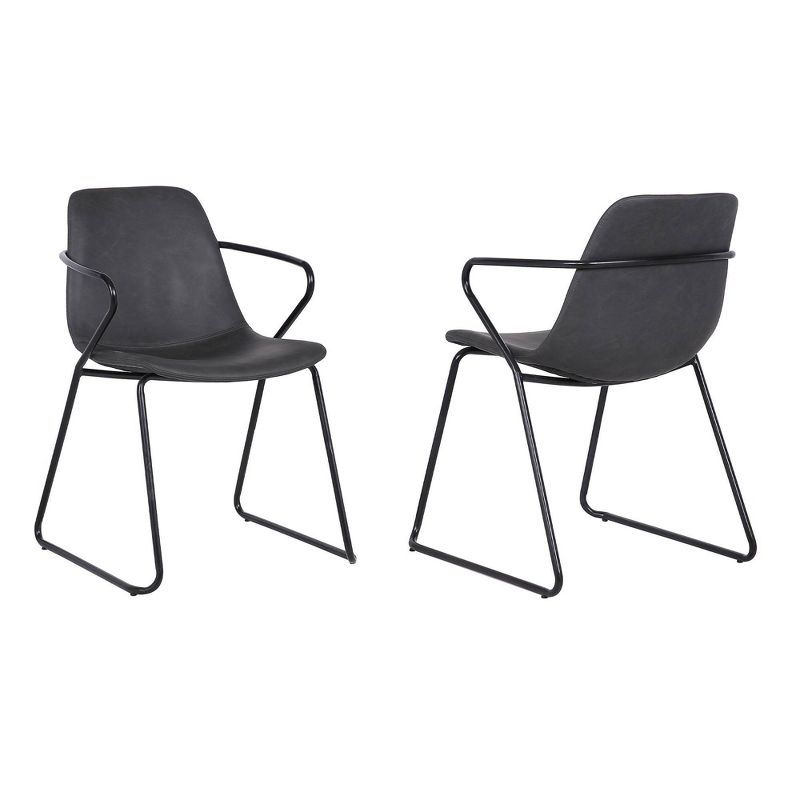 Set of 2 Colton Contemporary Dining Chair Faux Leather Black/Gray - Armen Living