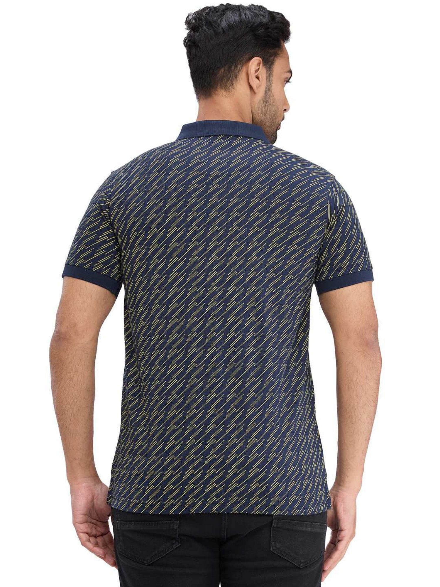 Park Avenue Blue Slim Fit Printed Polo T-Shirt