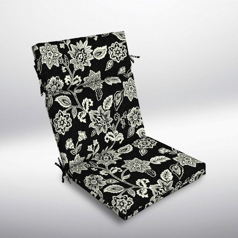 Ashland Jacobean Cartridge Outdoor Chair Cushion Black/White - Arden Selections