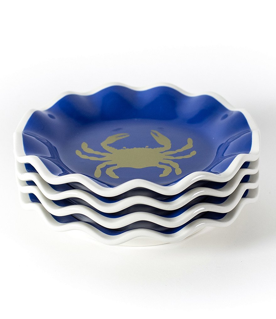 Coton Colors Crab Ruffle Salad Plates Set of 4