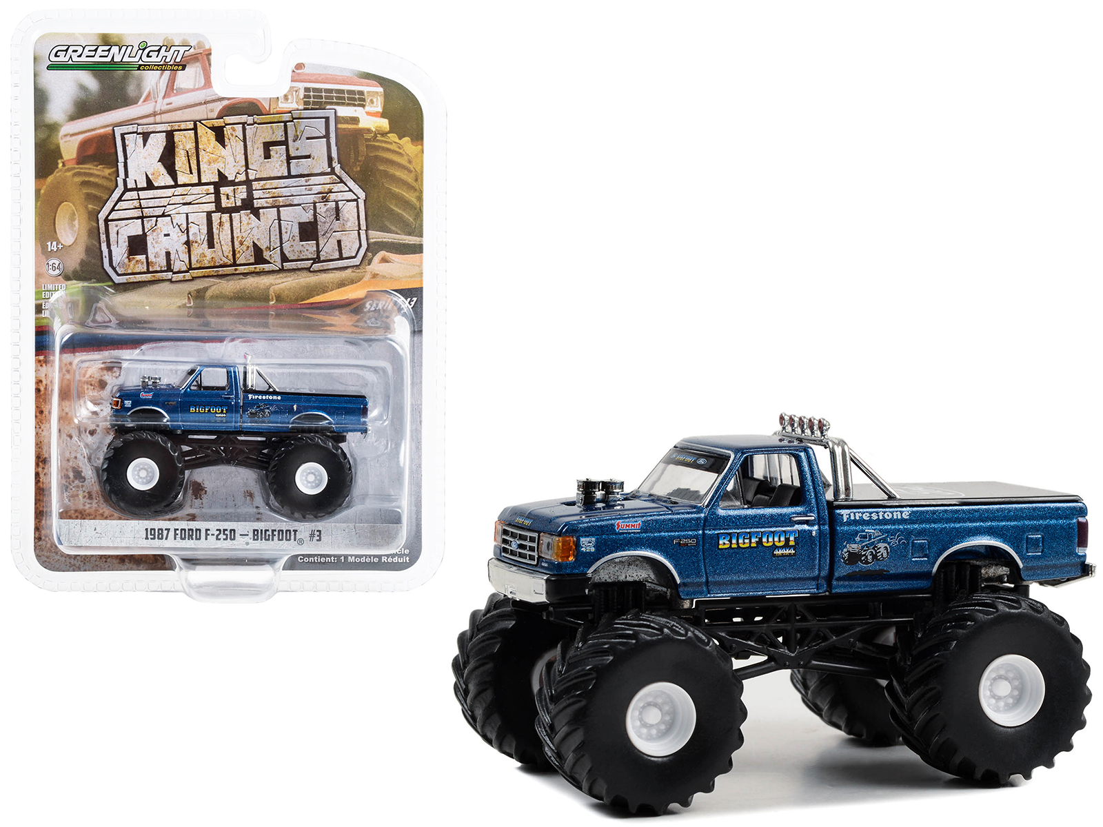 1992 Ford F-250 Monster Truck Yellow "Liquidator" "Kings of Crunch" Series 12 1/64 Diecast Model Car by Greenlight