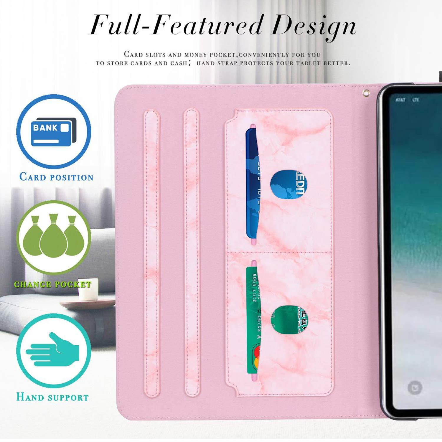 FYY New Apple iPad Pro 11 inch (2018) Case [Support Apple Pencile Charging] Leather Case, Folio Case Smart Cover with [Auto Sleep/Wake Feature][Multiple Stand Angles][Card Slots][Hand Strap] Pink