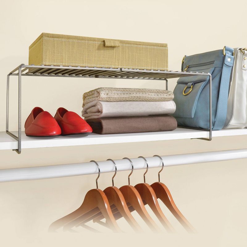 Lynk Expandable Locking Extra Shelf - Adjustable Closet Shelf Organizer - Platinum
