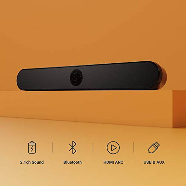 Majority Atlas Mini TV Sound bar and Bluetooth Speaker, Portable & USB Powered, Perfect for Gaming or Home Theatre/Miniature TV Sound bar Audio System, 3.5mm Jack, Micro SD Card Slot, USB