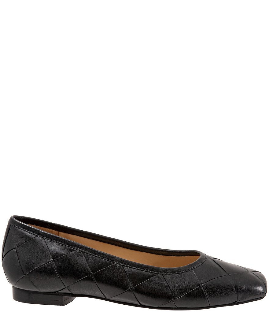Trotters Hanny Woven Square Toe Leather Ballet Flats
