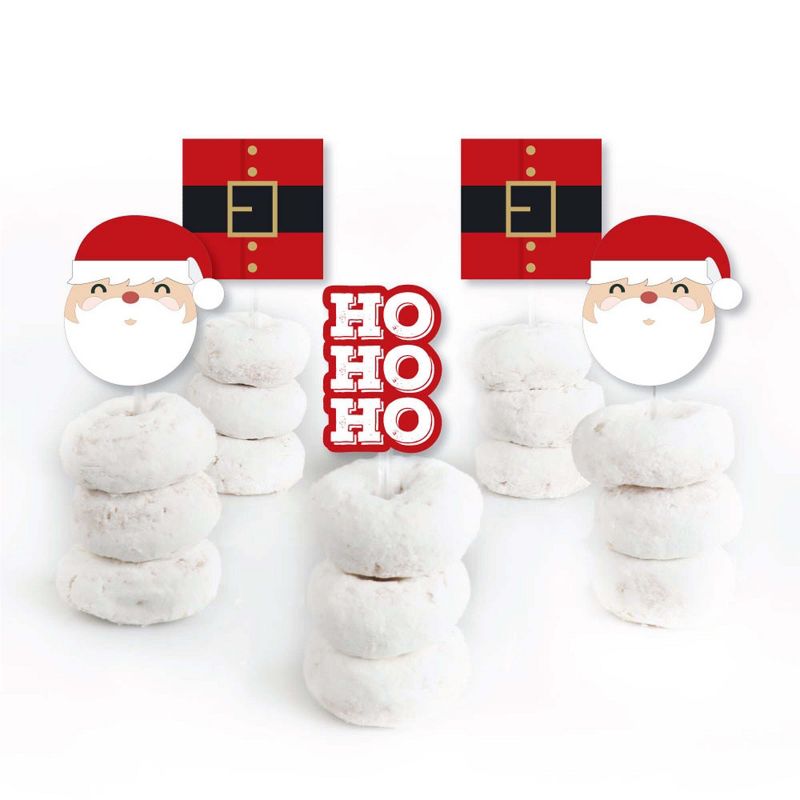 Big Dot of Happiness Jolly Santa Claus - Dessert Cupcake Toppers - Christmas Party Clear Treat Picks - Set of 24