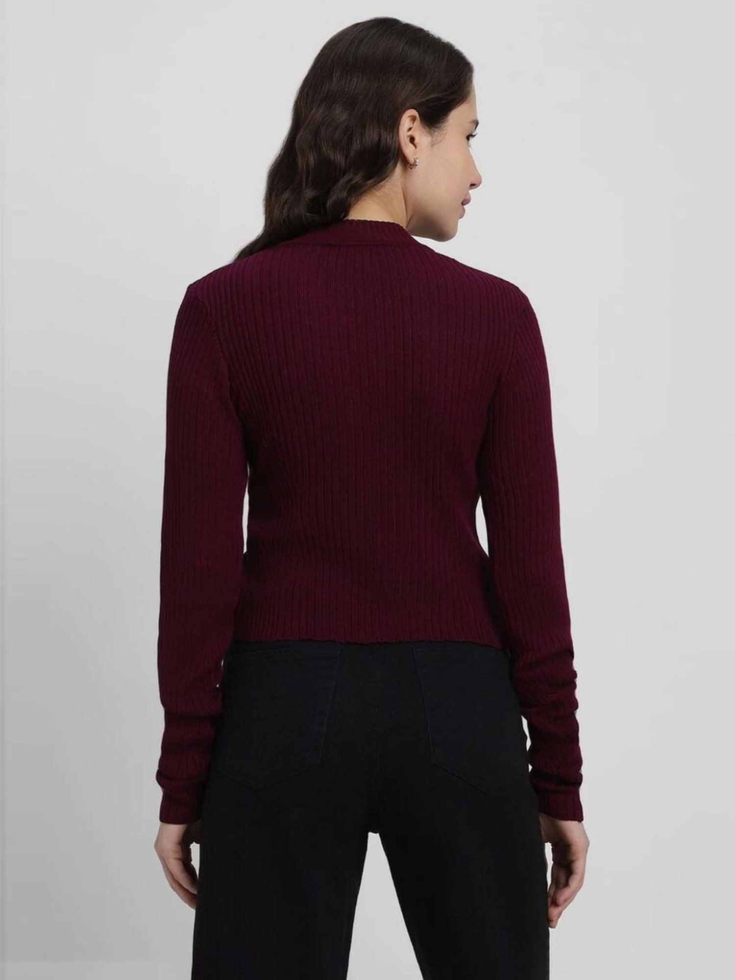 Forever 21 Maroon Striped Sweater