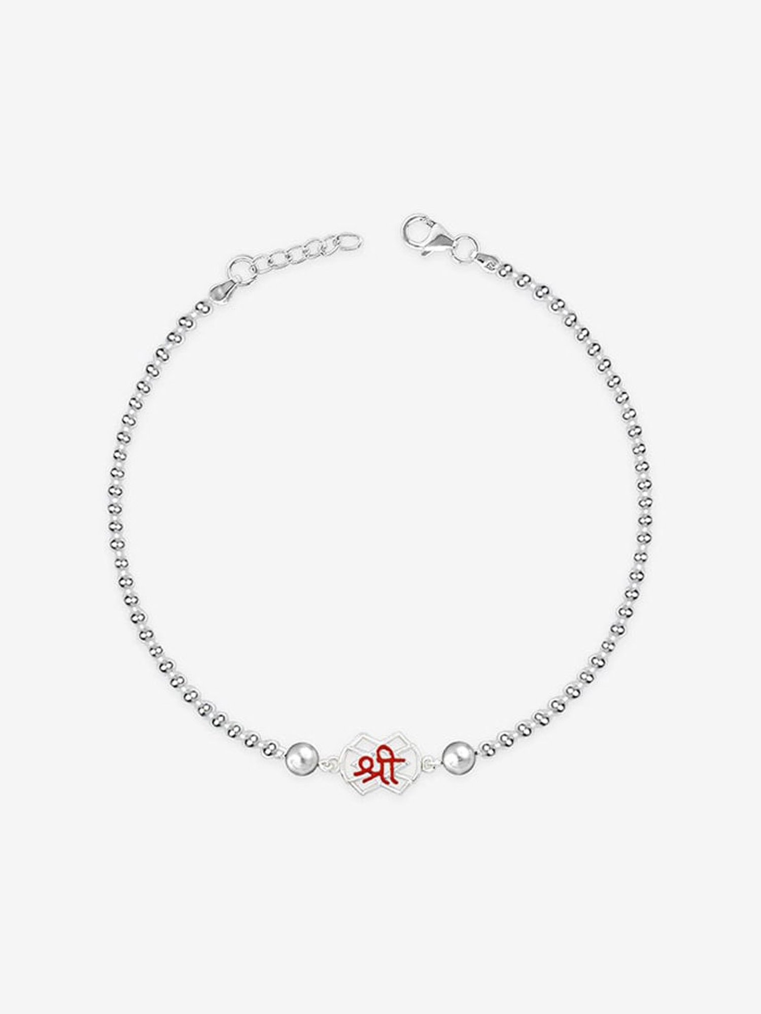 Touch925 Red Shree Rakhi cum Bracelet in Sterling Silver for Men