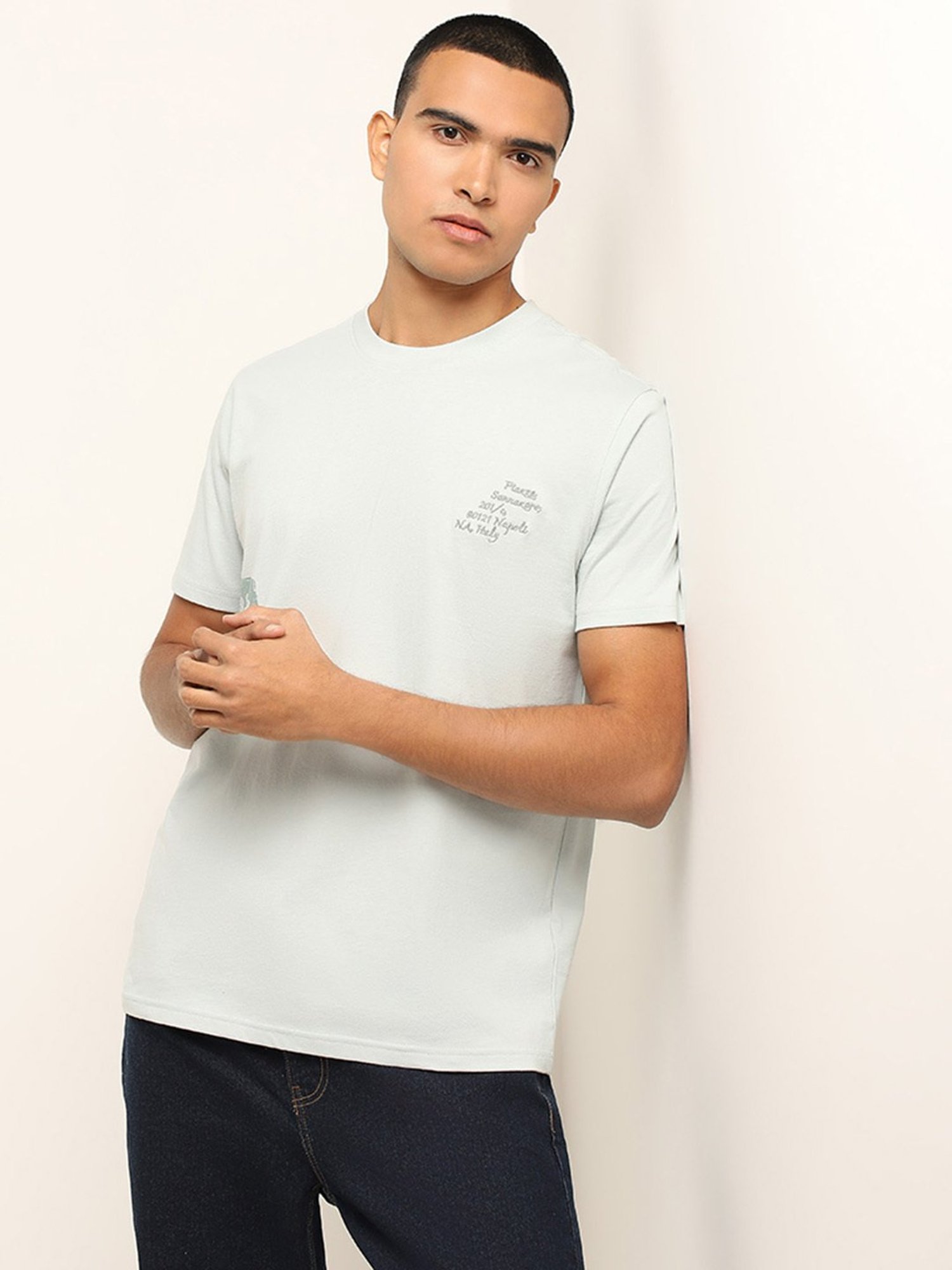 Nuon by Westside Mint Printed Slim Fit T-Shirt